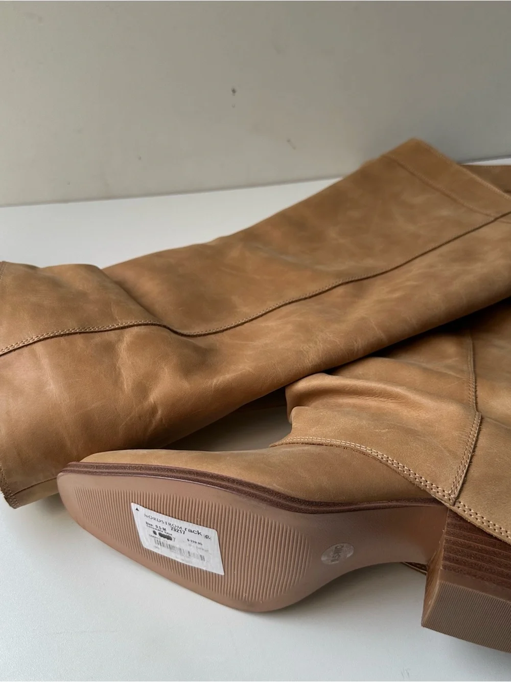 Steve Madden Women's Winnick Foldover Leather Knee High Boots Banana Leather 9.5